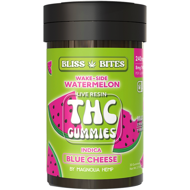 THC Bliss Bites Gummies - THC Gummies - 240mg THC - Magnolia Hemp - Indica - The Green Leaf - Blue Cheese