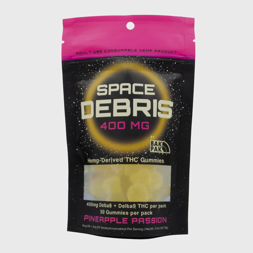 THC Gummies - 400mg THC - Space Debris - The Green Leaf - Delta9 - hemp - pinapple passion