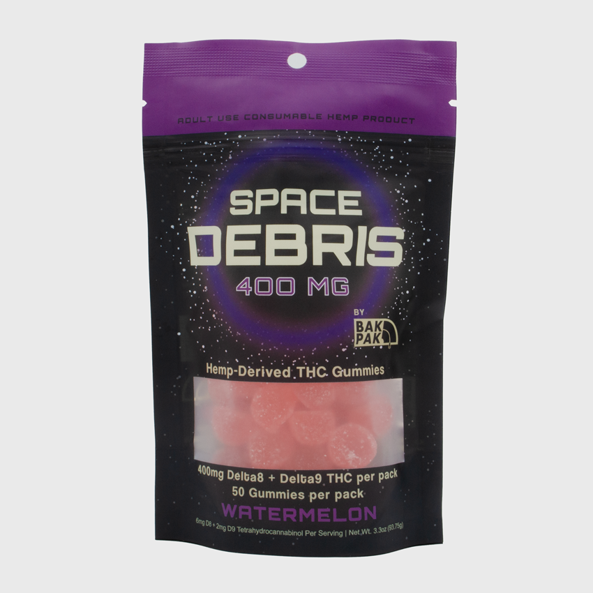 THC Gummies - 400mg THC - Space Debris - The Green Leaf - Delta9 - hemp - watermelon