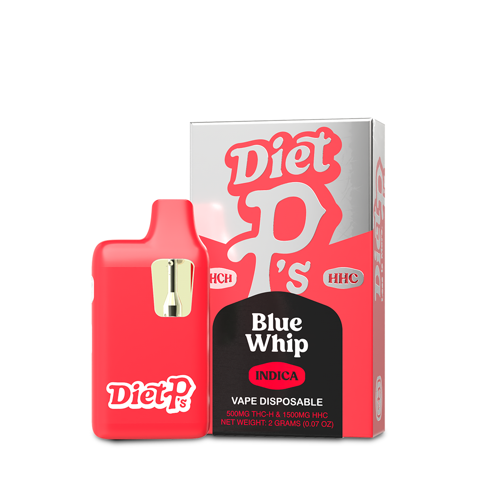 Diet P's-Disposable Vape-indica-THC-HHC-The Green Leaf Cannabis-blue whip