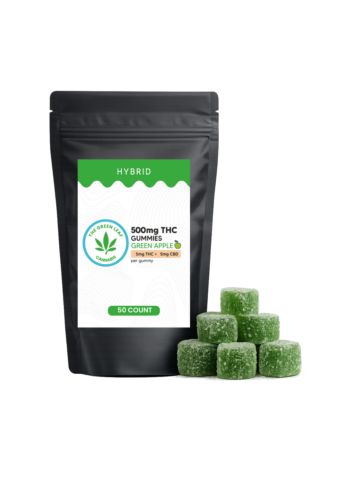 500mg THC Gummies- 50 ct - Tropical - The Green Leaf Cannabis