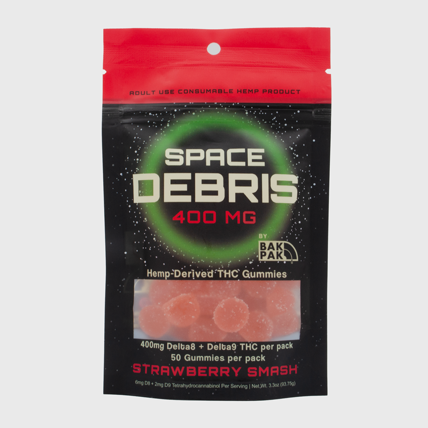 THC Gummies - 400mg THC - Space Debris - The Green Leaf - Delta9 - hemp - srawberry smash
