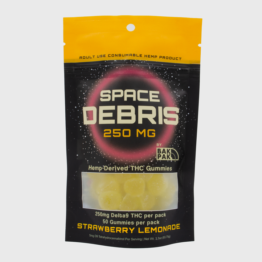 THC Gummies-250mg THC-Space Debris-The Green Leaf Cannabis-strawberry lemonade