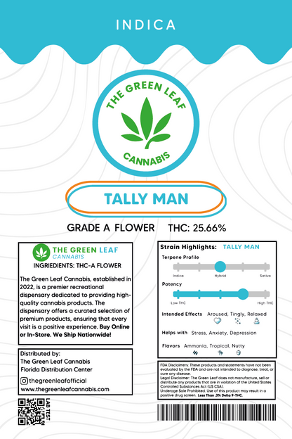 tally man-indica-strain-cannabis-flower-thc-thca flower