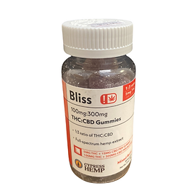 THC:CBD 1:3 Gummies - 100mg THC+CBD - Cypress Hemp The Green Leaf